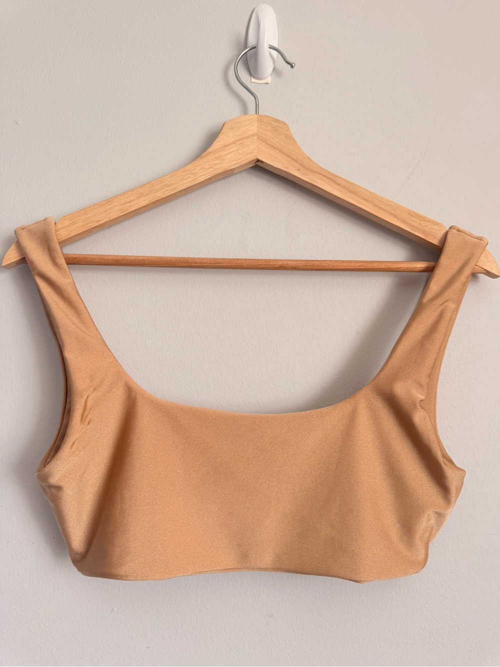 Camila Coelho Revolve Tan Nude Shimmer Scoop Neck Bikini Top Swimwear Size S